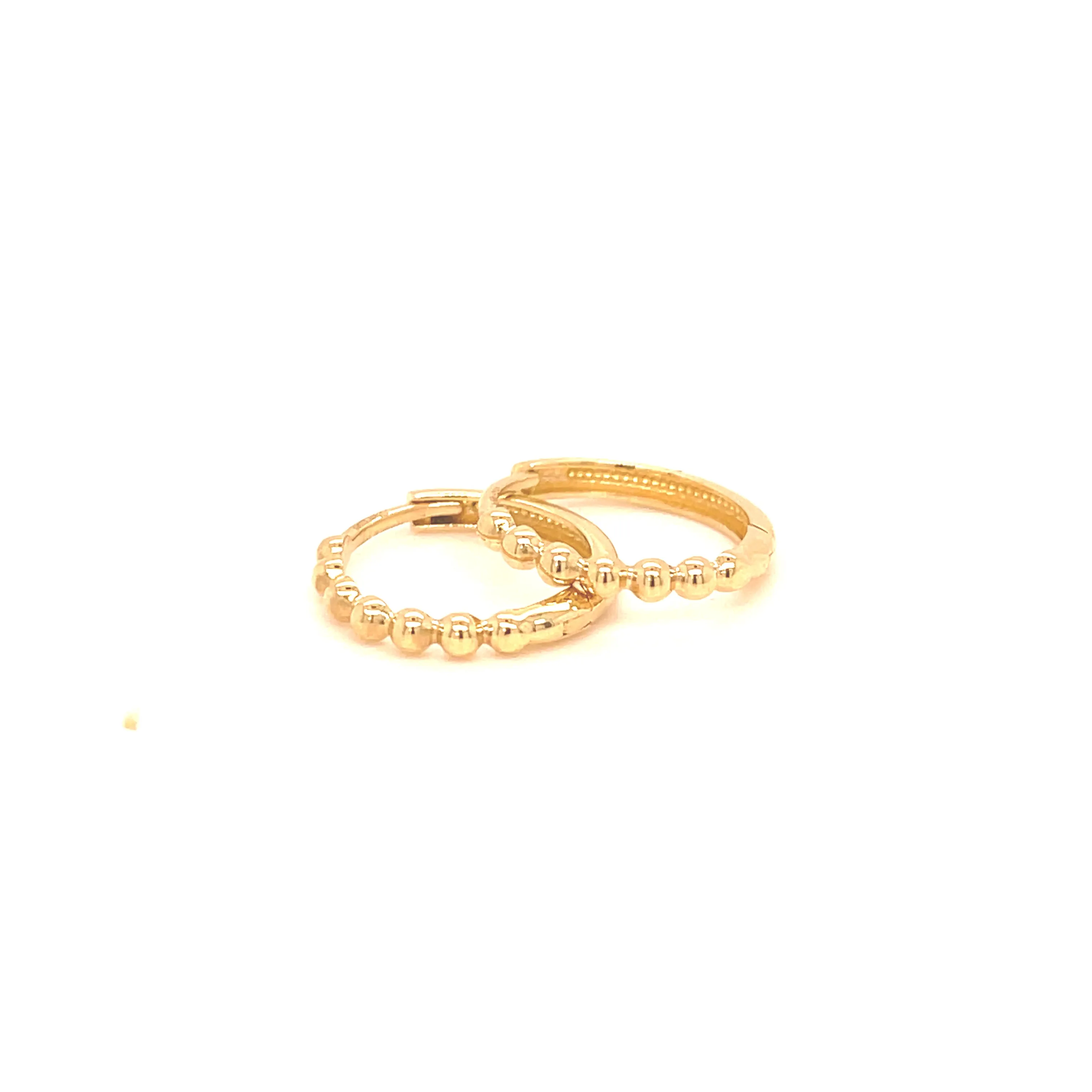 Gold Beaded Huggies (Small & Medium)