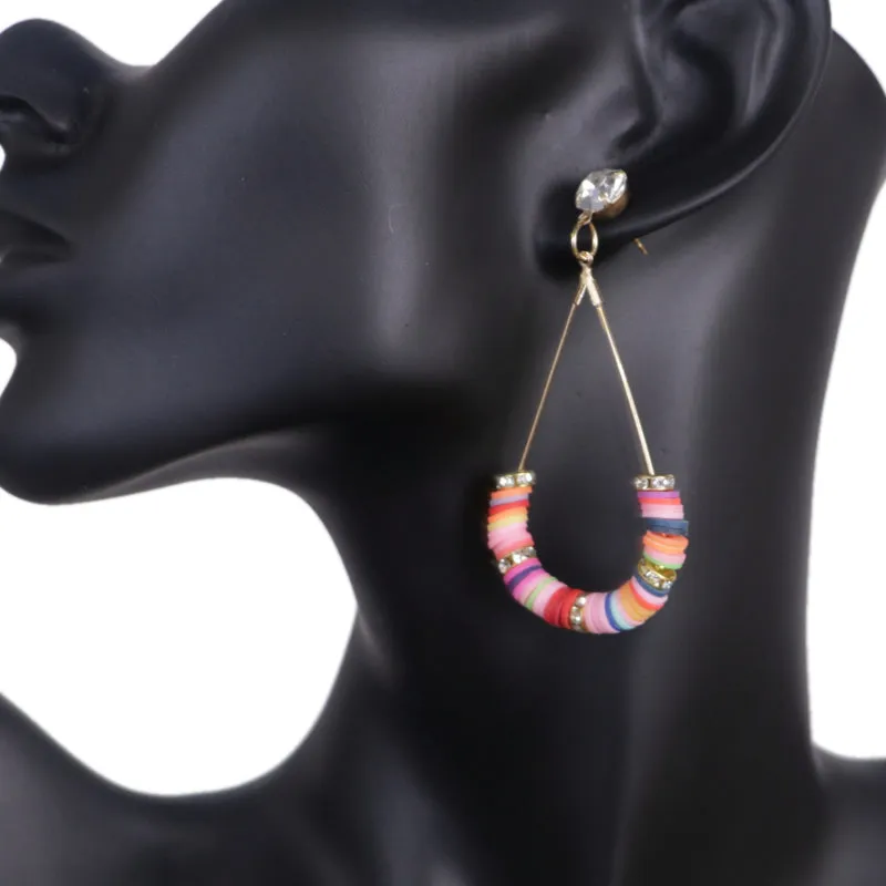 Gold Multicolor Beaded Teardrop Earrings