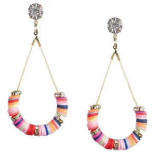 Gold Multicolor Beaded Teardrop Earrings