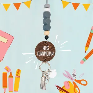 Gray Pencil Personalized Teacher Lanyard