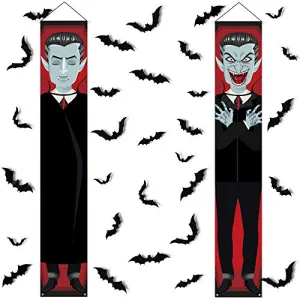 Halloween Vampire 2 Hanging Banners   30 PVC Bats