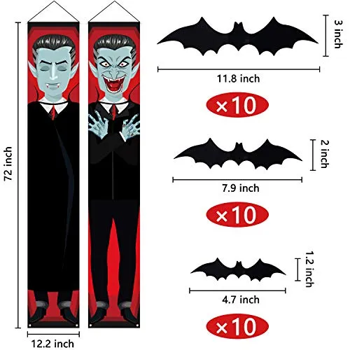 Halloween Vampire 2 Hanging Banners   30 PVC Bats