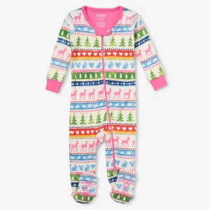 Hatley Organic Footed Coverall - Cream Painted Fairisle