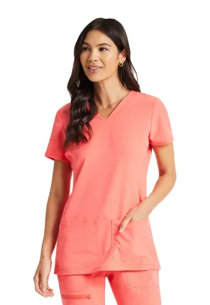 HeartSoul Break on Through 20710 Shaped V-Neck Top Go Guava