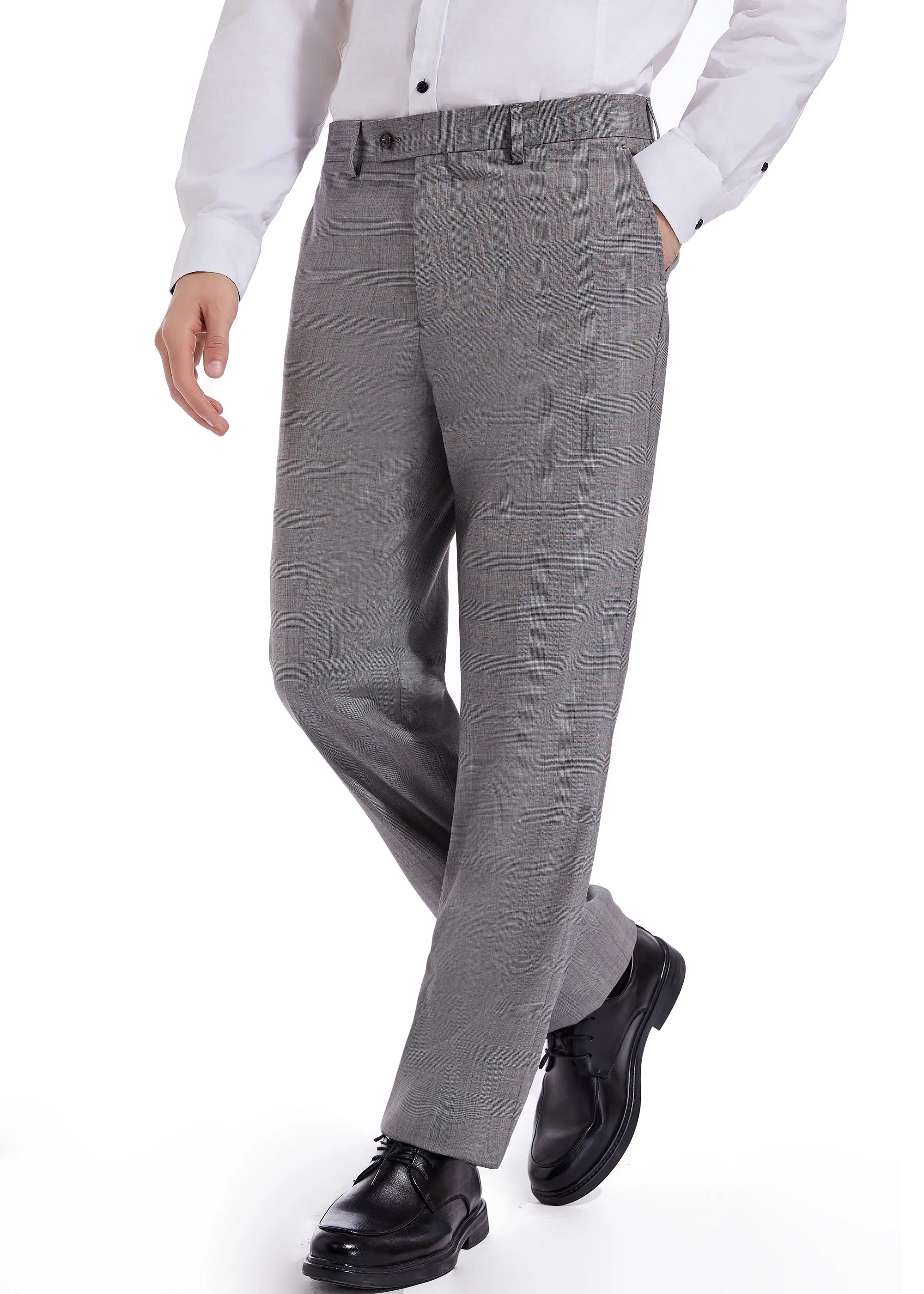 Hechter Paris Grey Plaid Modern Fit Wool Suit