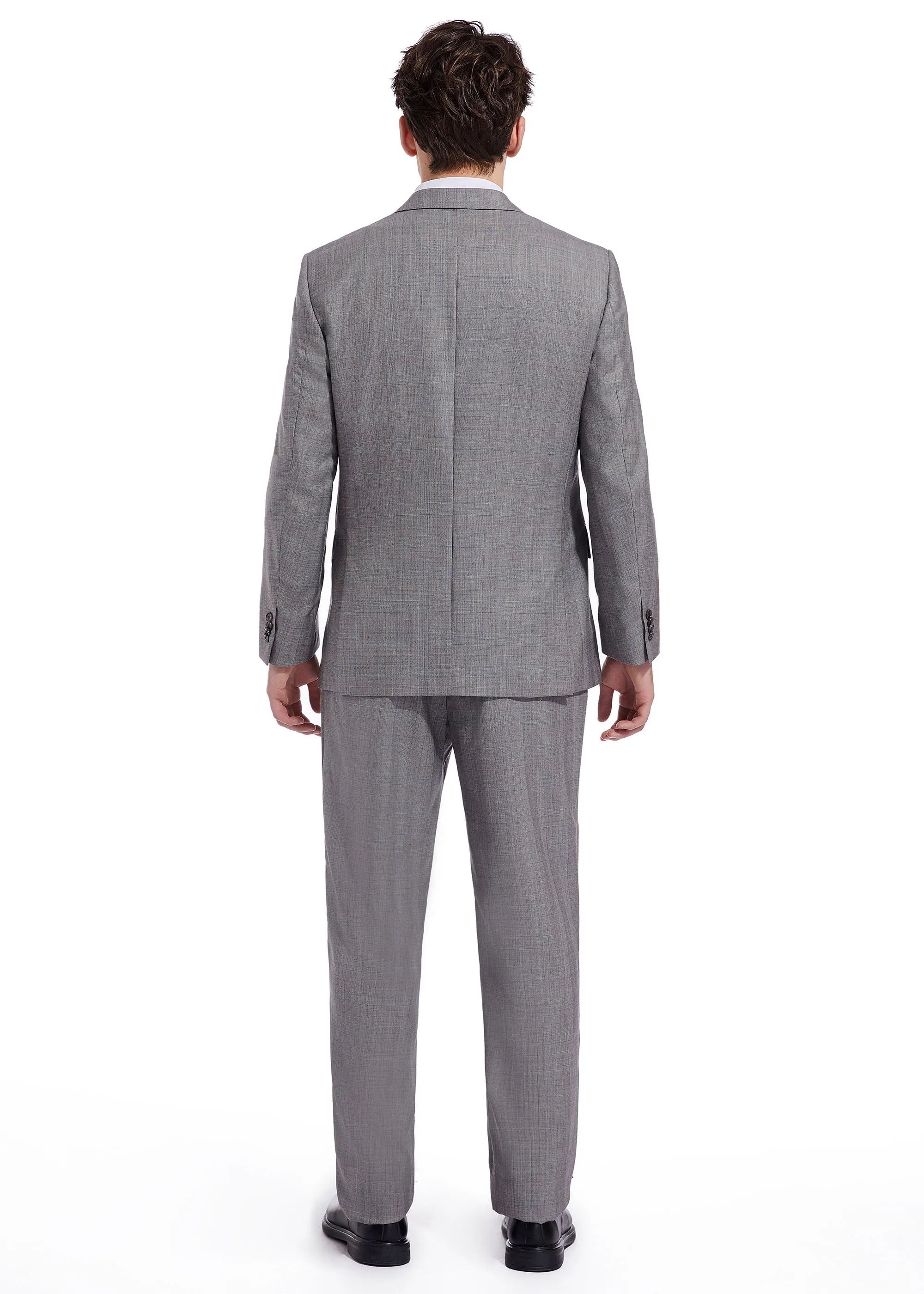 Hechter Paris Grey Plaid Modern Fit Wool Suit