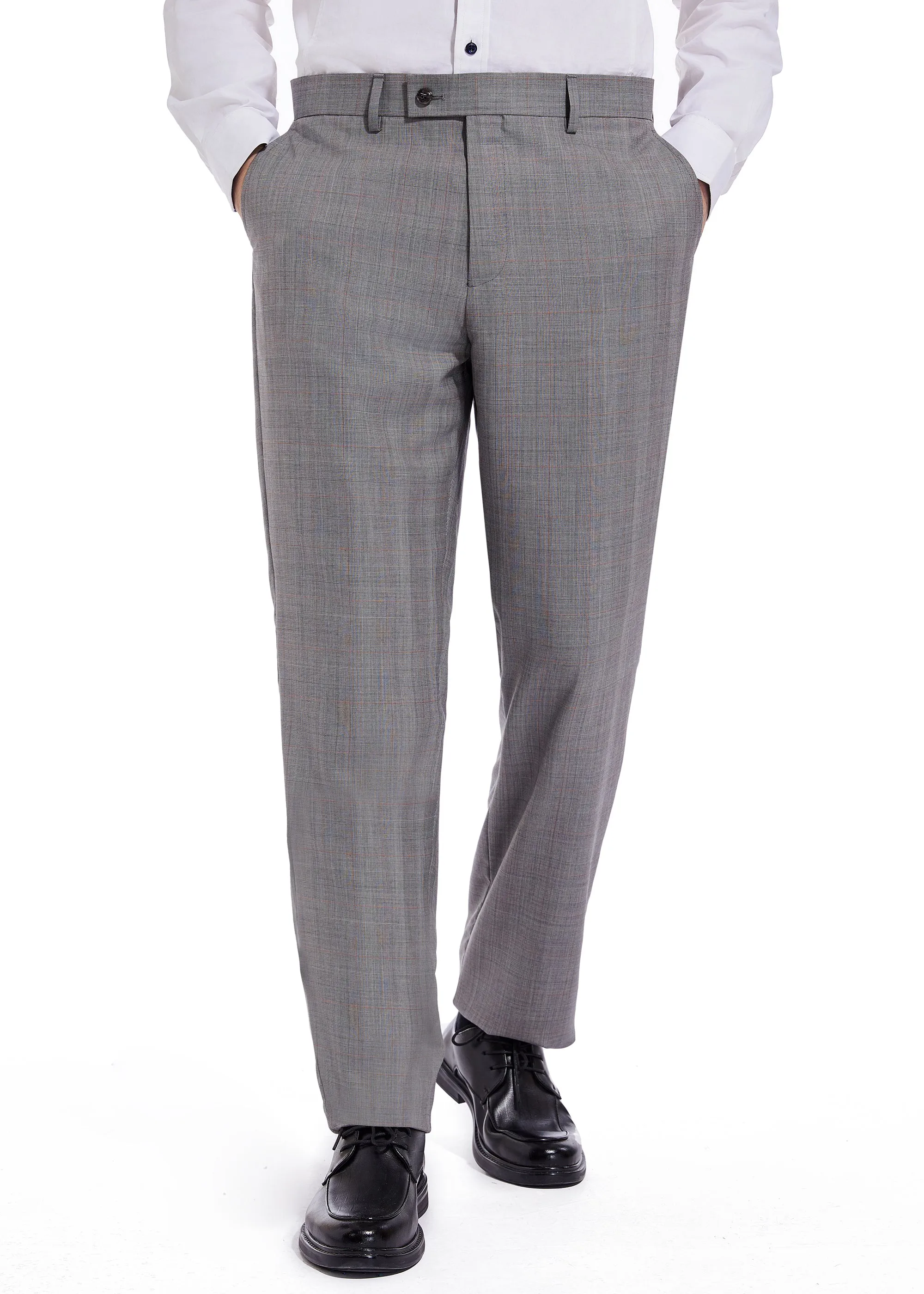 Hechter Paris Grey Plaid Modern Fit Wool Suit