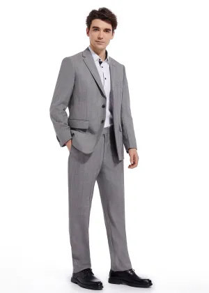 Hechter Paris Grey Plaid Modern Fit Wool Suit