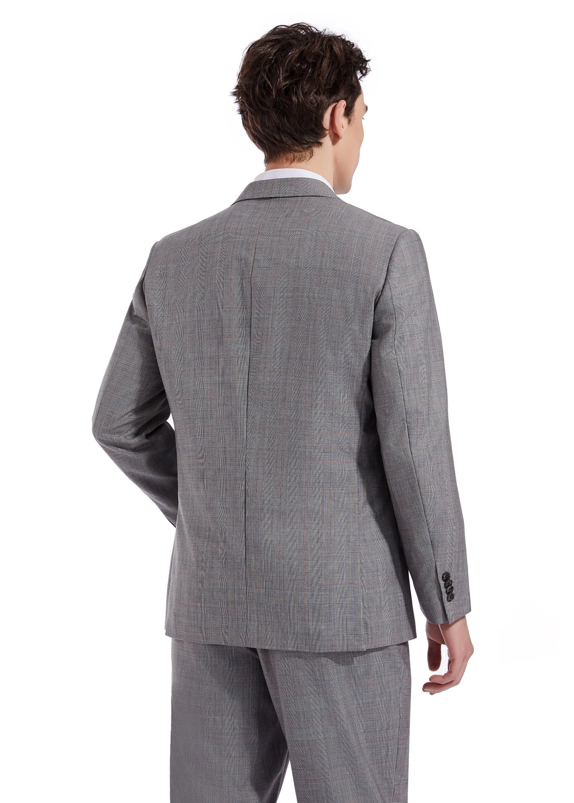 Hechter Paris Grey Plaid Modern Fit Wool Suit
