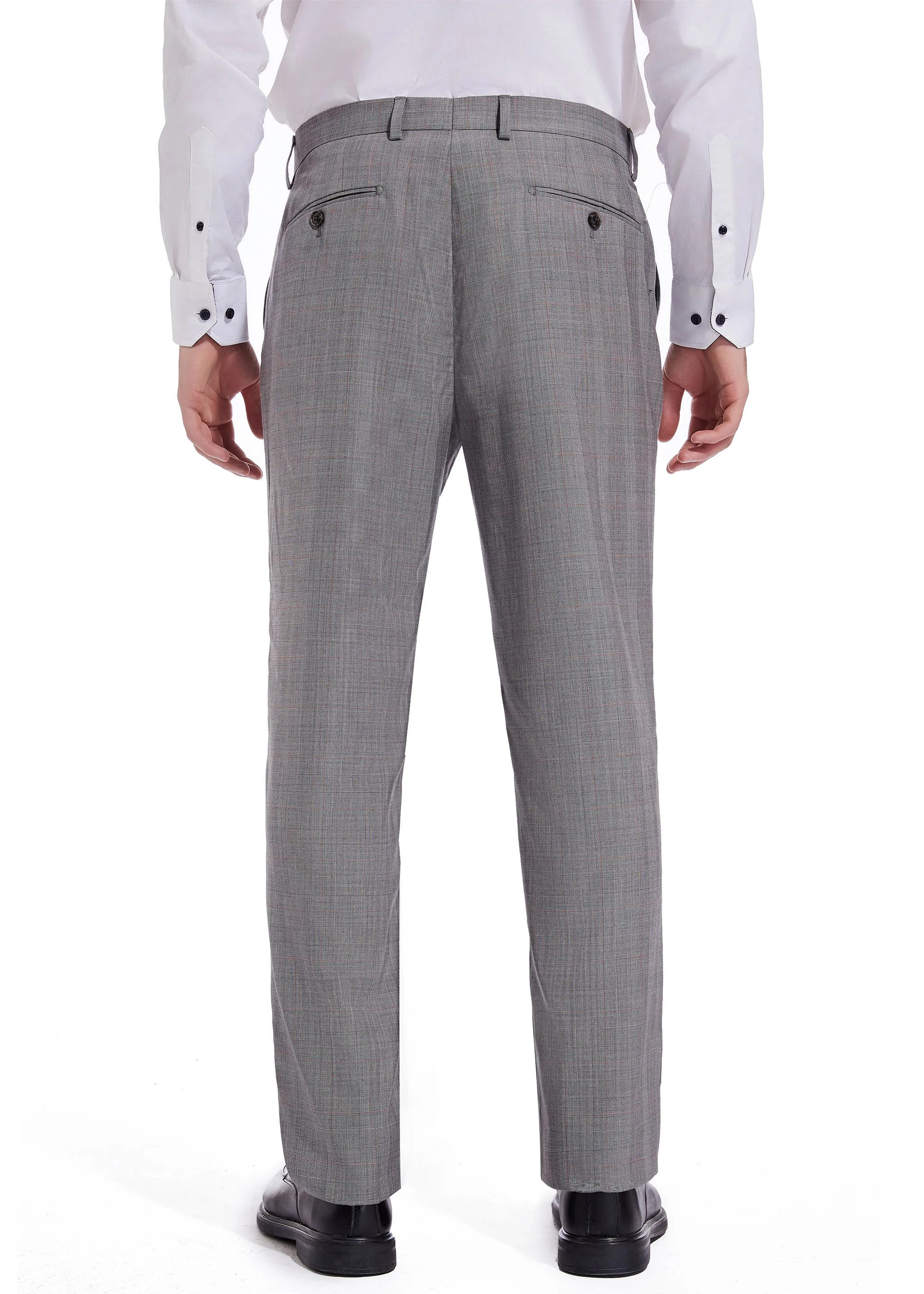 Hechter Paris Grey Plaid Modern Fit Wool Suit