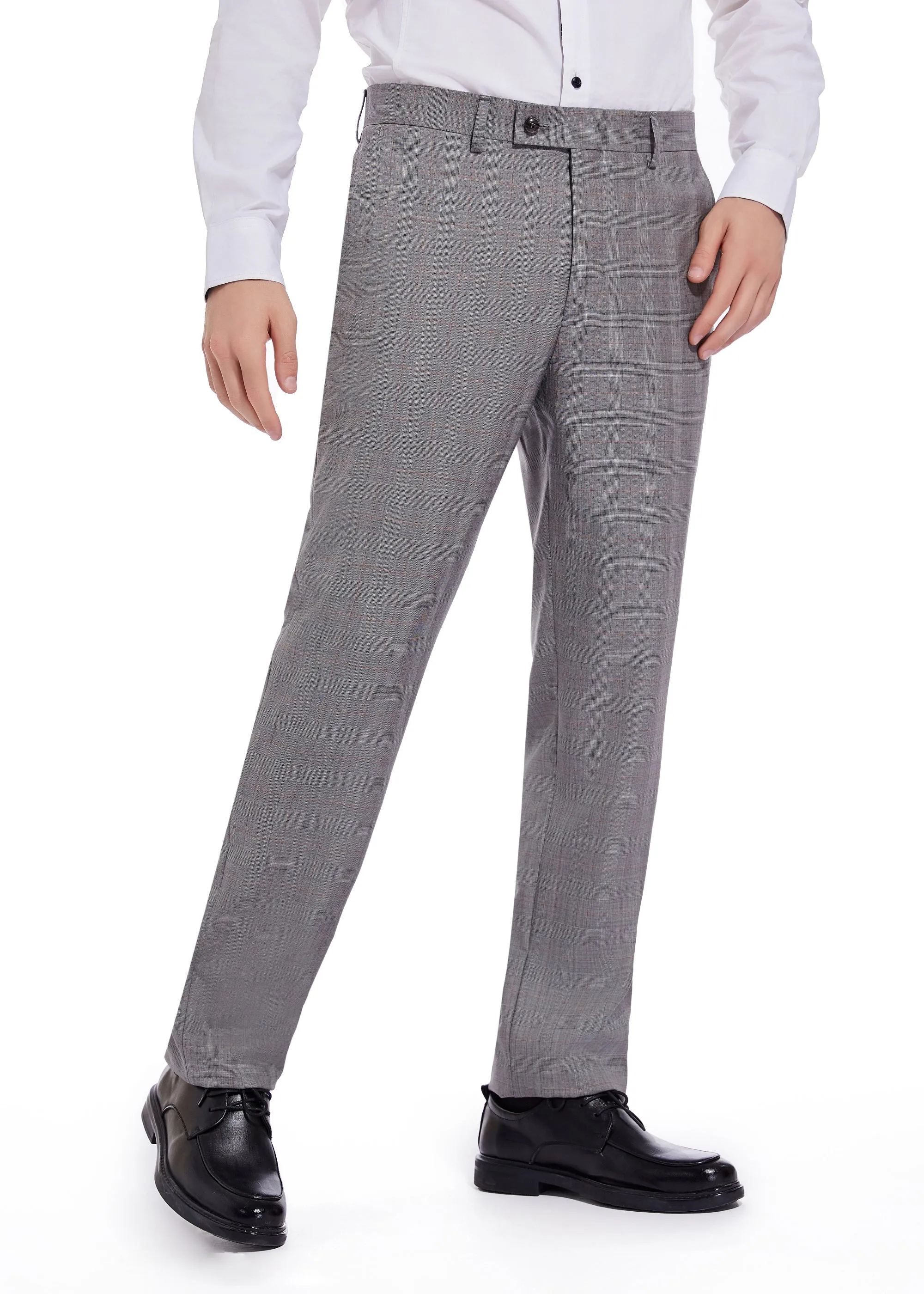 Hechter Paris Grey Plaid Modern Fit Wool Suit