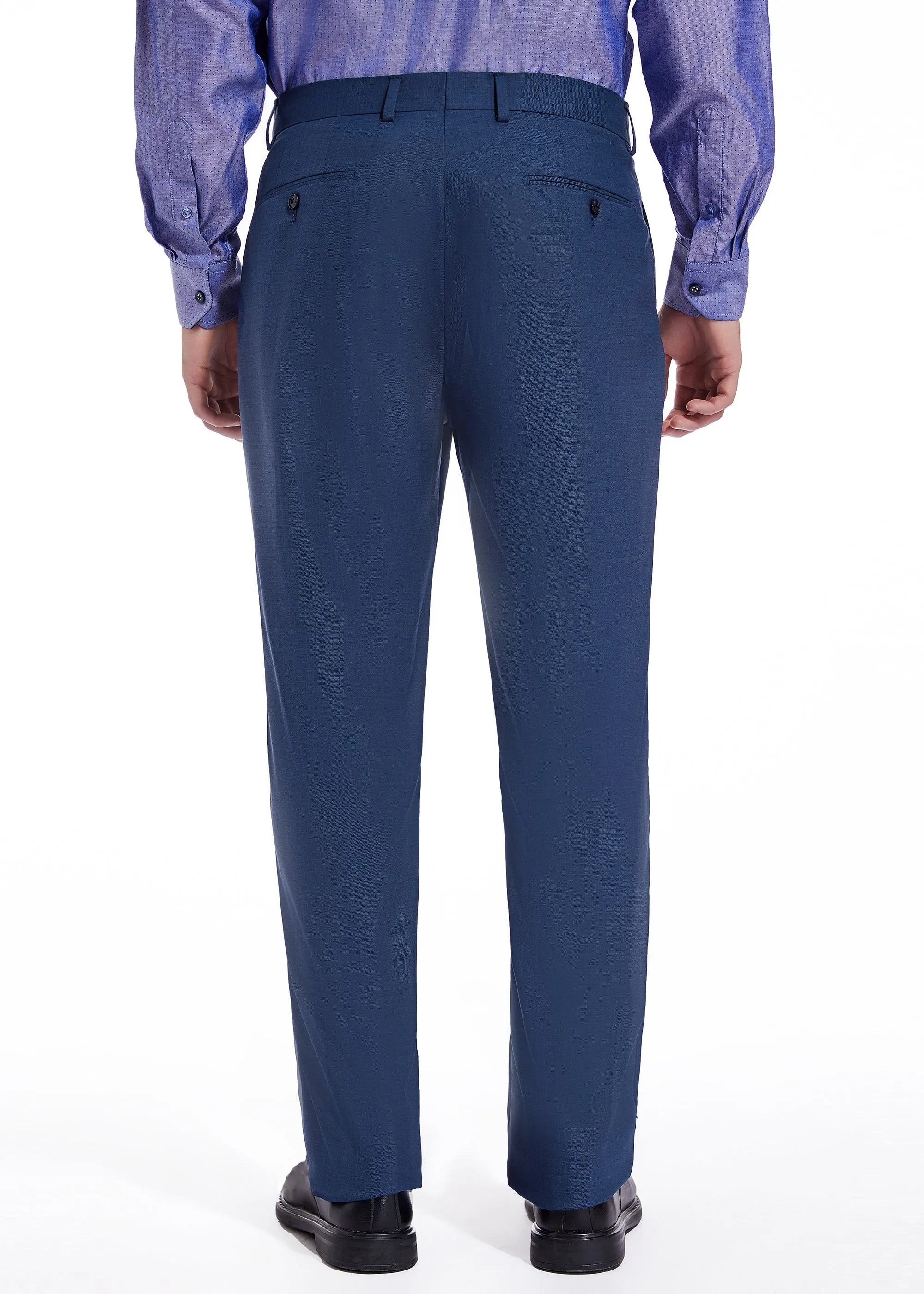 Hechter Paris Solid Navy Textured Modern Fit Wool Suit