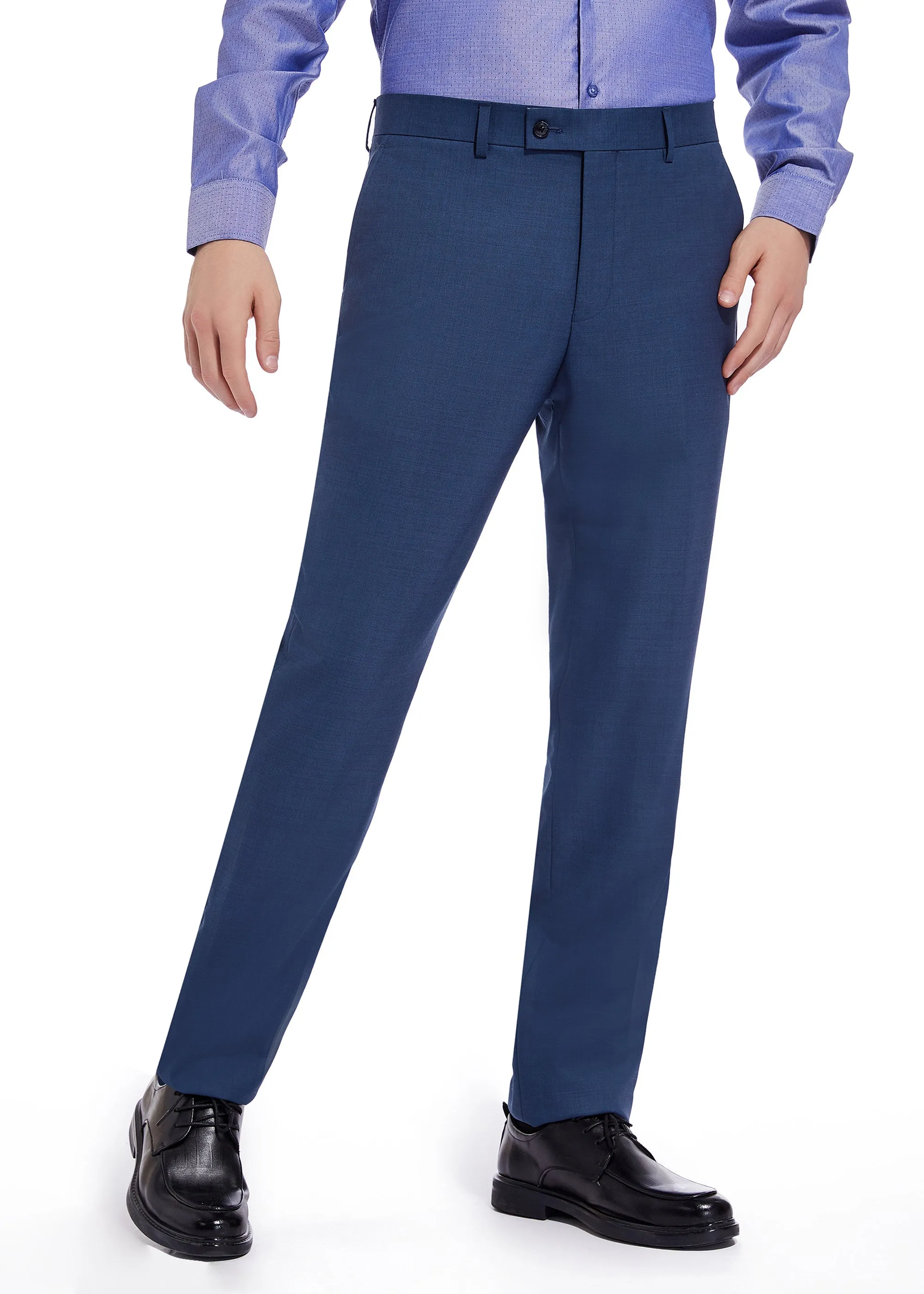 Hechter Paris Solid Navy Textured Modern Fit Wool Suit