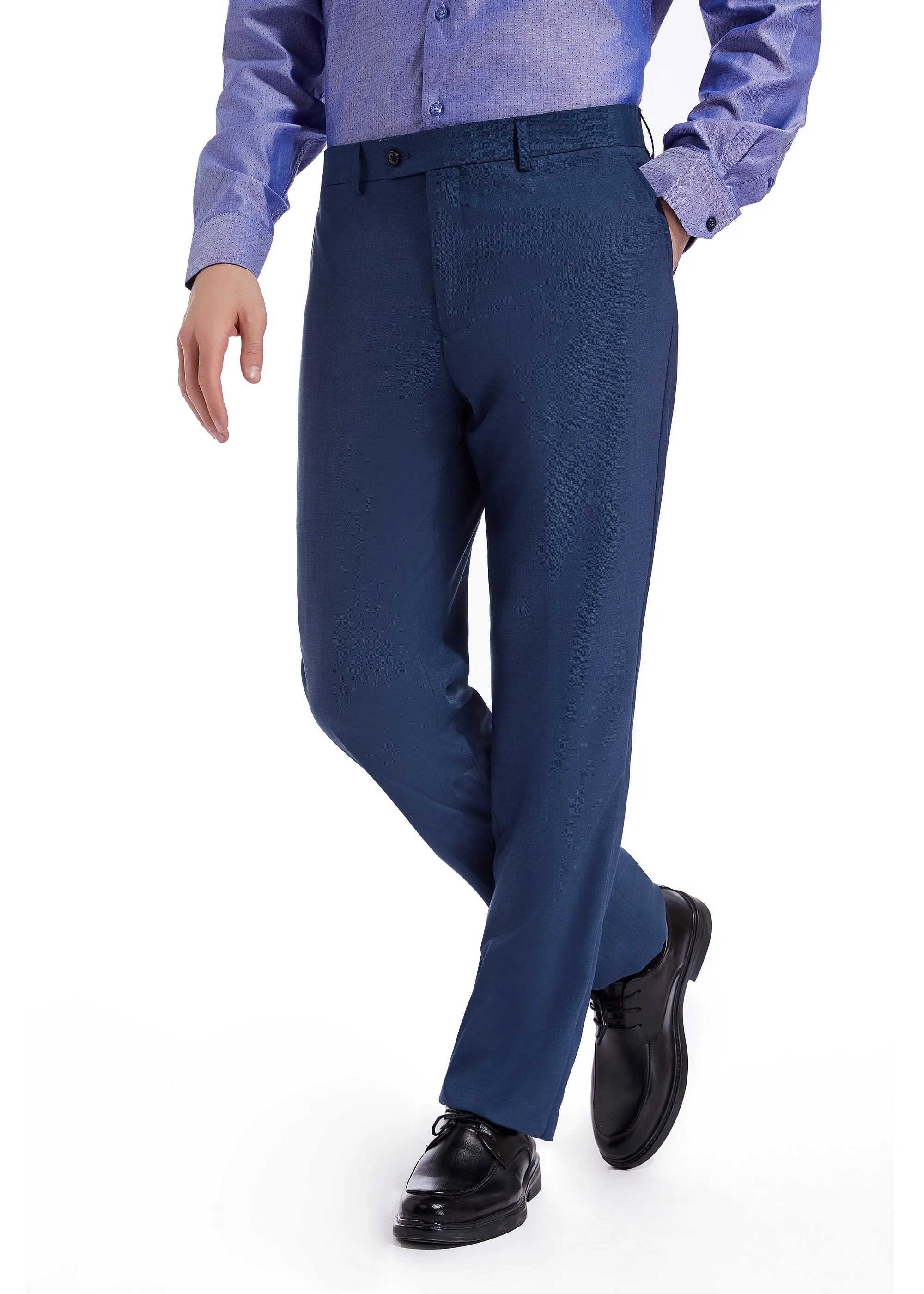 Hechter Paris Solid Navy Textured Modern Fit Wool Suit