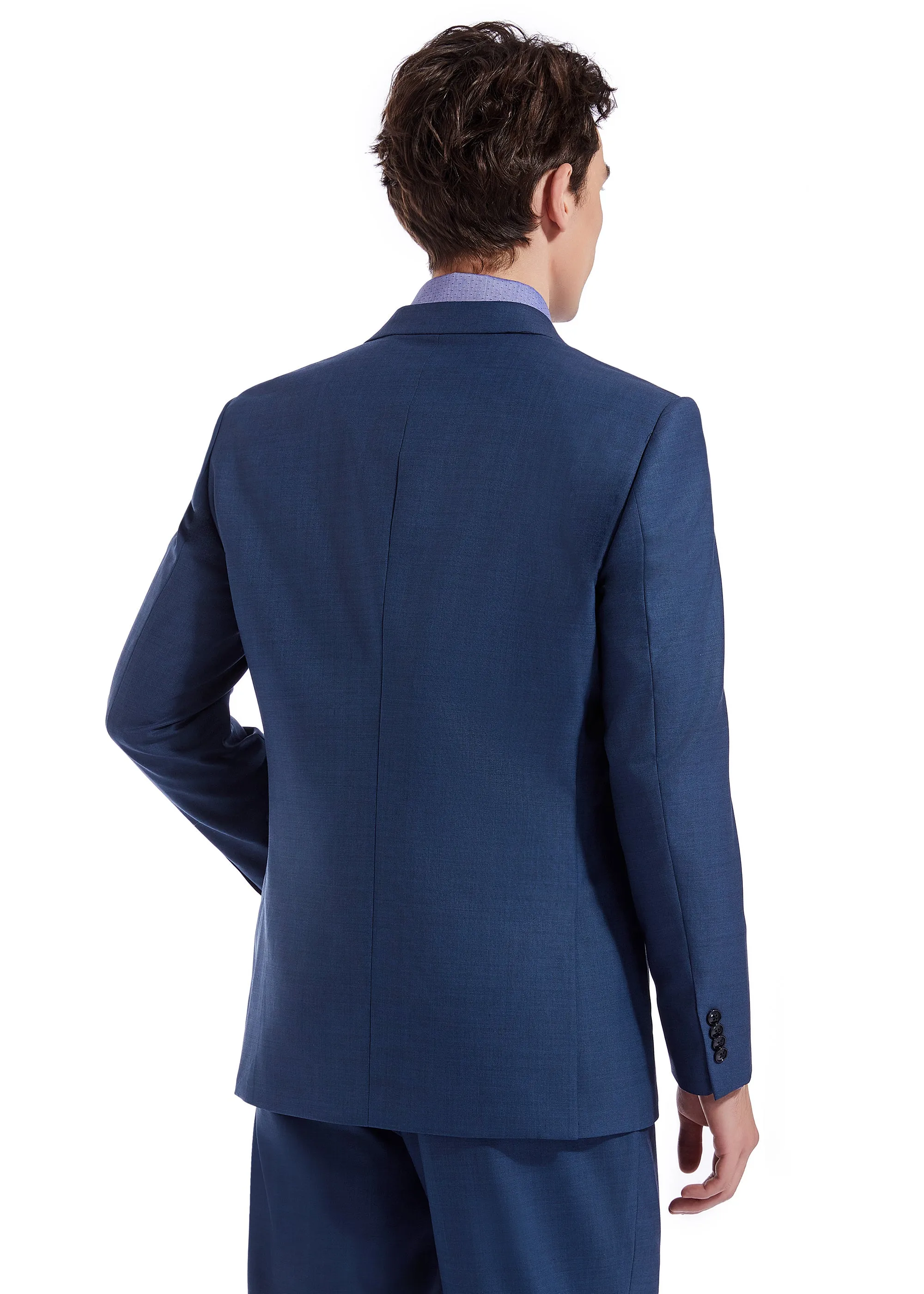 Hechter Paris Solid Navy Textured Modern Fit Wool Suit