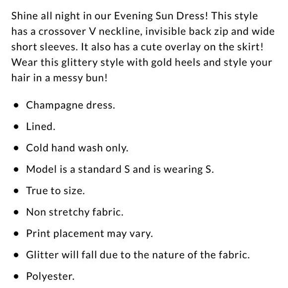 HELLO MOLLY Champagne Glitter Wrap Dress, Size XS evening cape sleeve