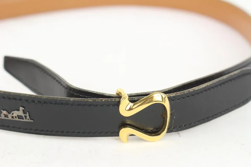 Hermès 18mm Black x Gold Harp Belt 1018h4