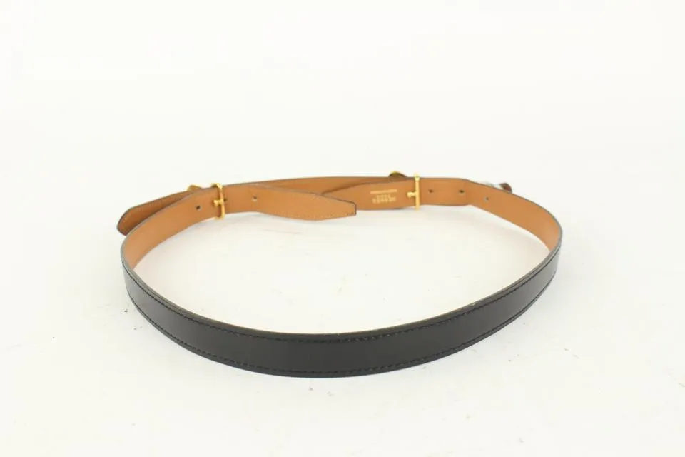 Hermès 18mm Black x Gold Harp Belt 1018h4