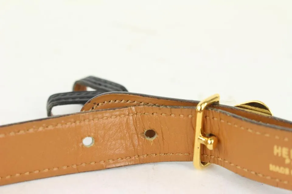 Hermès 18mm Black x Gold Harp Belt 1018h4