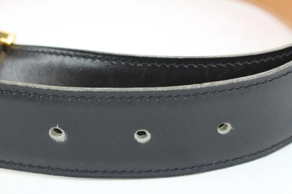 Hermès Black x Brown x Gold 32mm Reversible H Logo Belt Kit s331h52