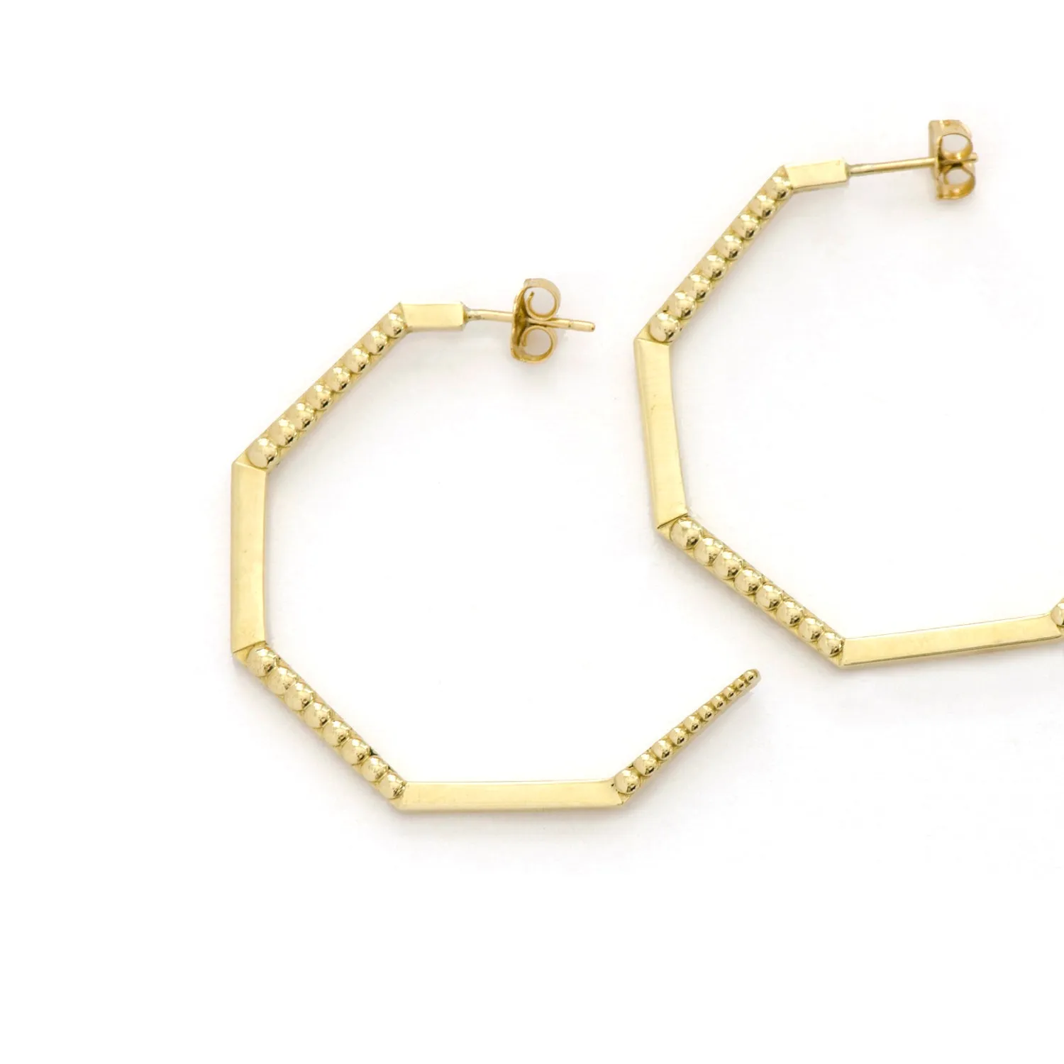 Hexagon Beaded Hoop Earrings