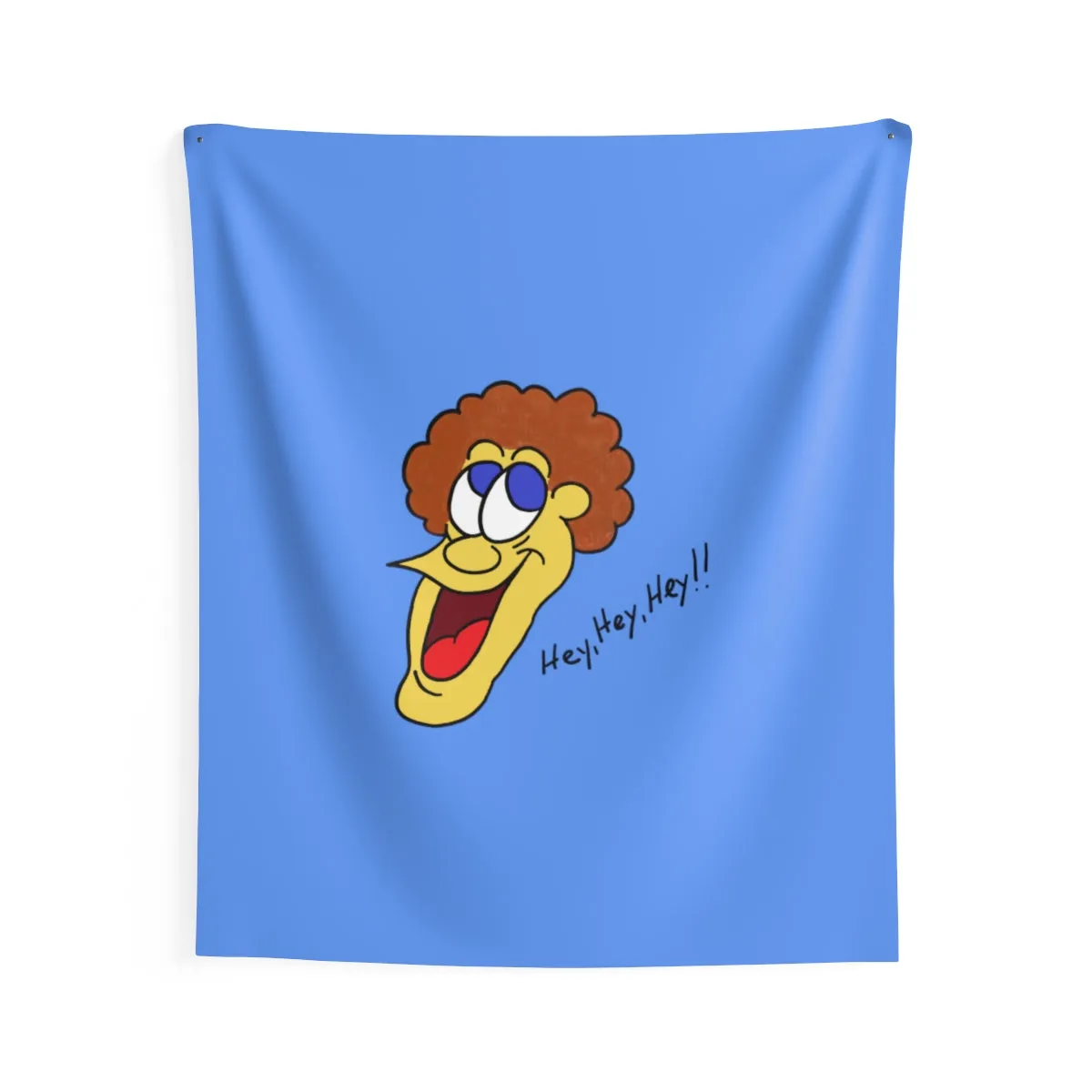 Hey, Hey, Hey!! light blue Indoor Wall Tapestries