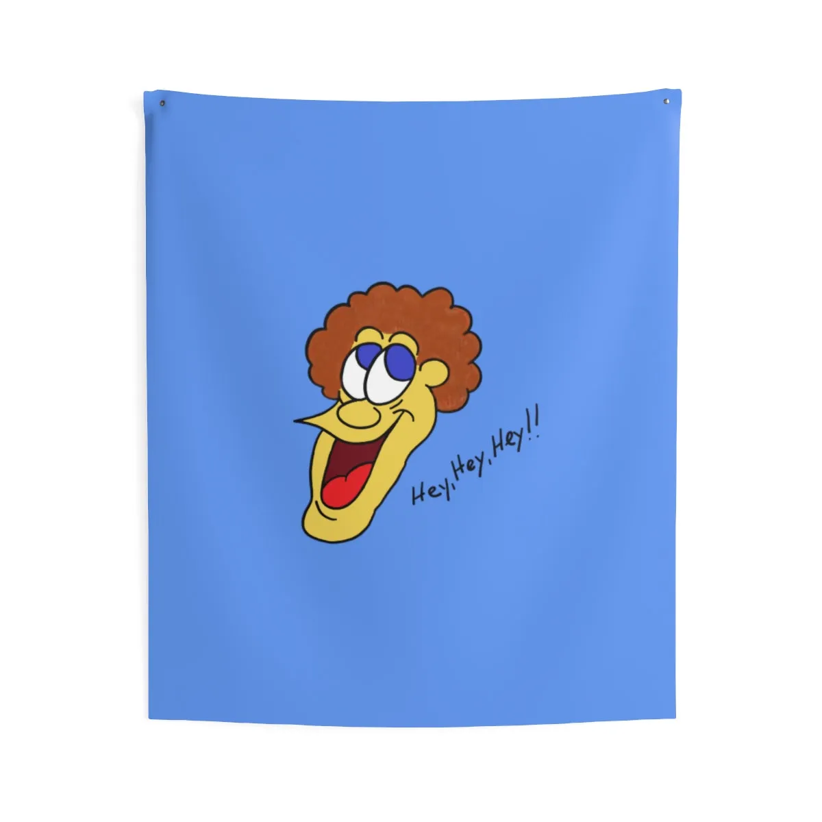 Hey, Hey, Hey!! light blue Indoor Wall Tapestries