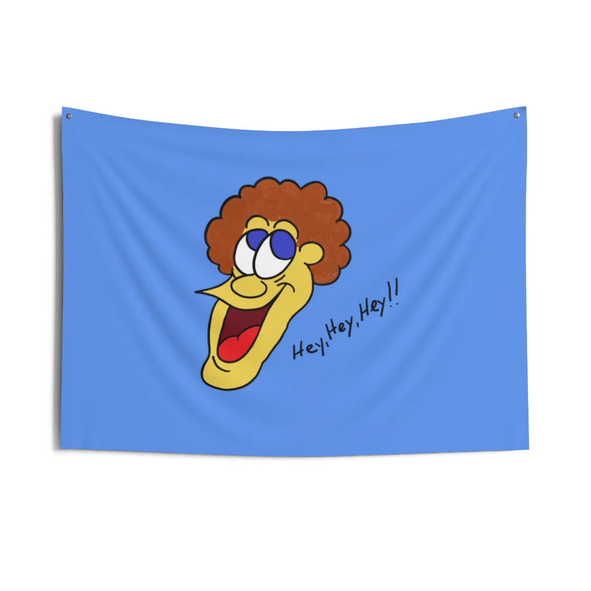 Hey, Hey, Hey!! light blue Indoor Wall Tapestries