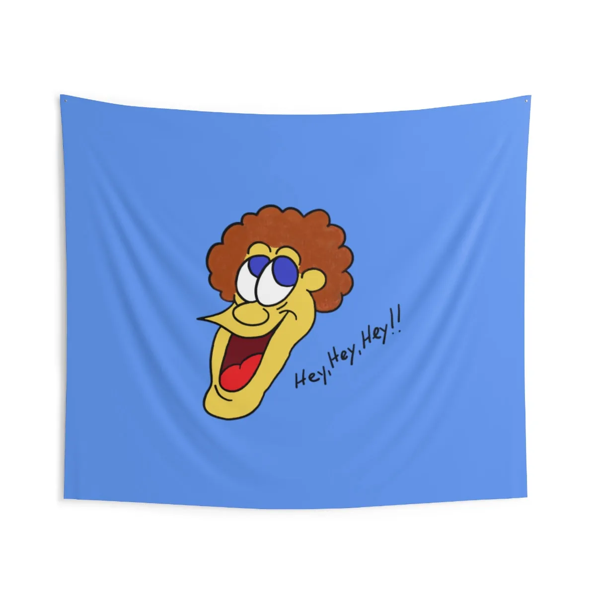 Hey, Hey, Hey!! light blue Indoor Wall Tapestries