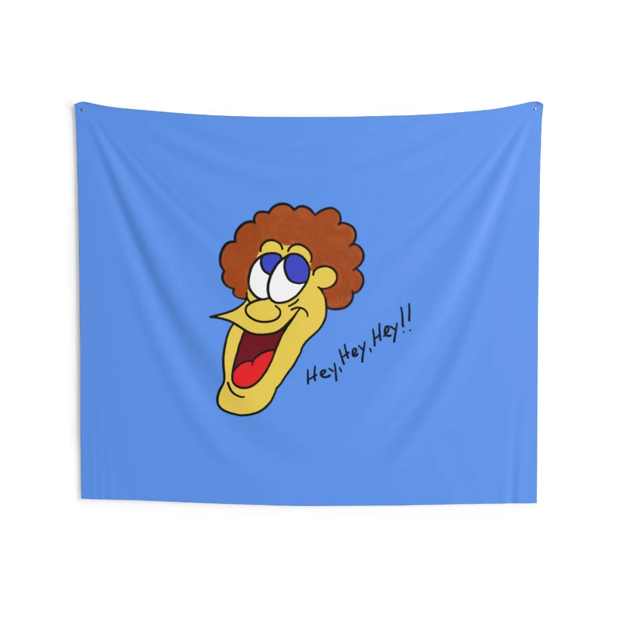 Hey, Hey, Hey!! light blue Indoor Wall Tapestries