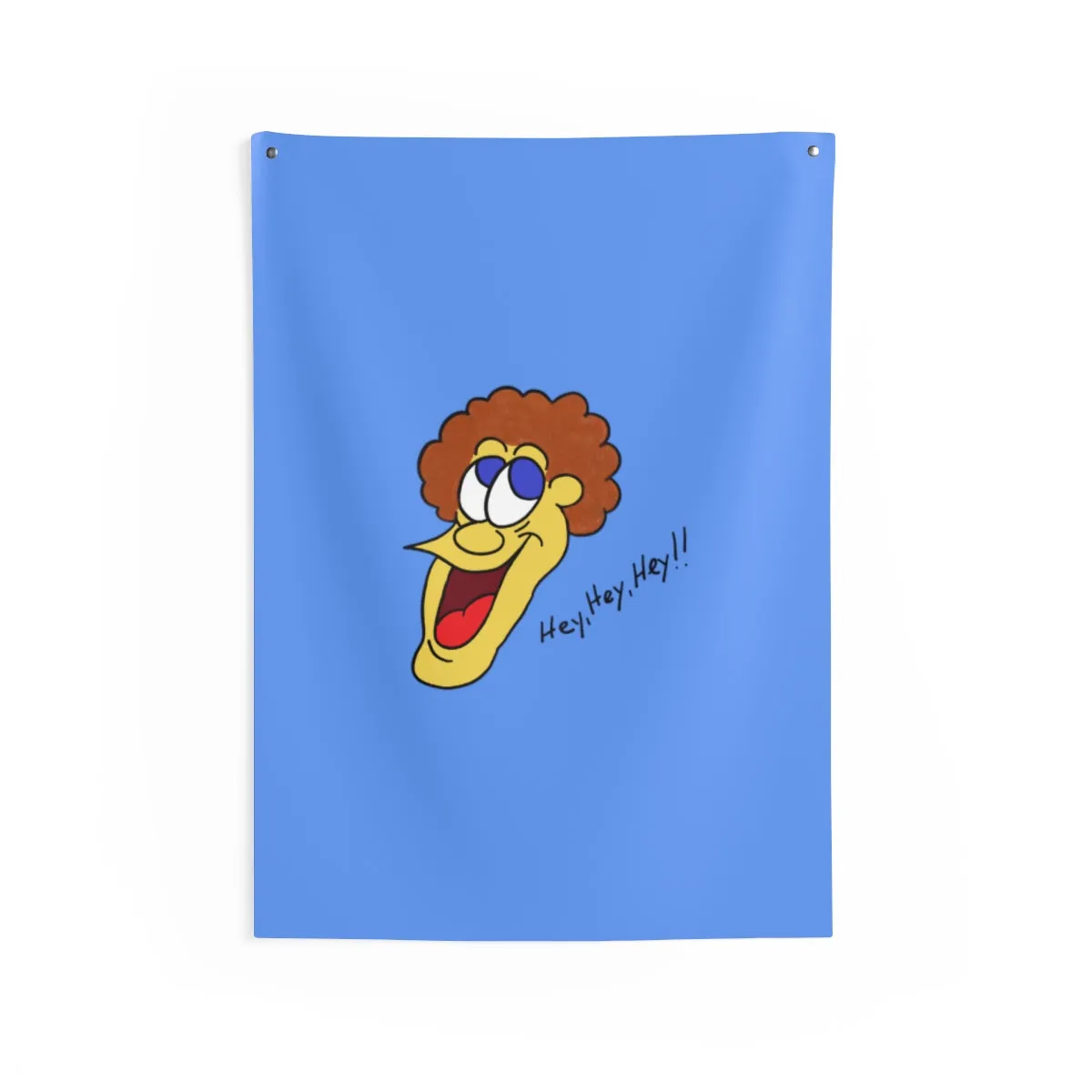 Hey, Hey, Hey!! light blue Indoor Wall Tapestries