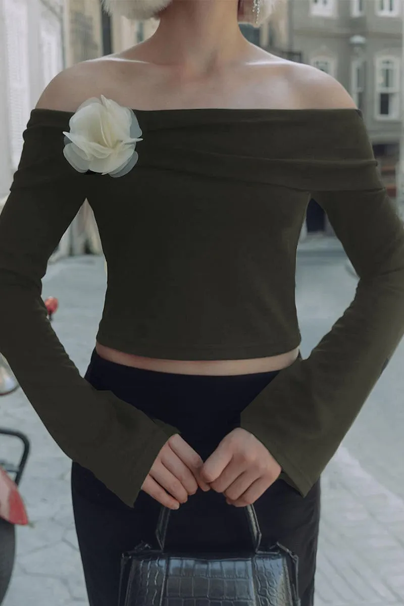 HTR1264 Floral Charm Off-Shoulder Top