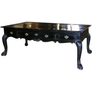 Important Large Indo-Portuguese Ebonized Teak Library Desk