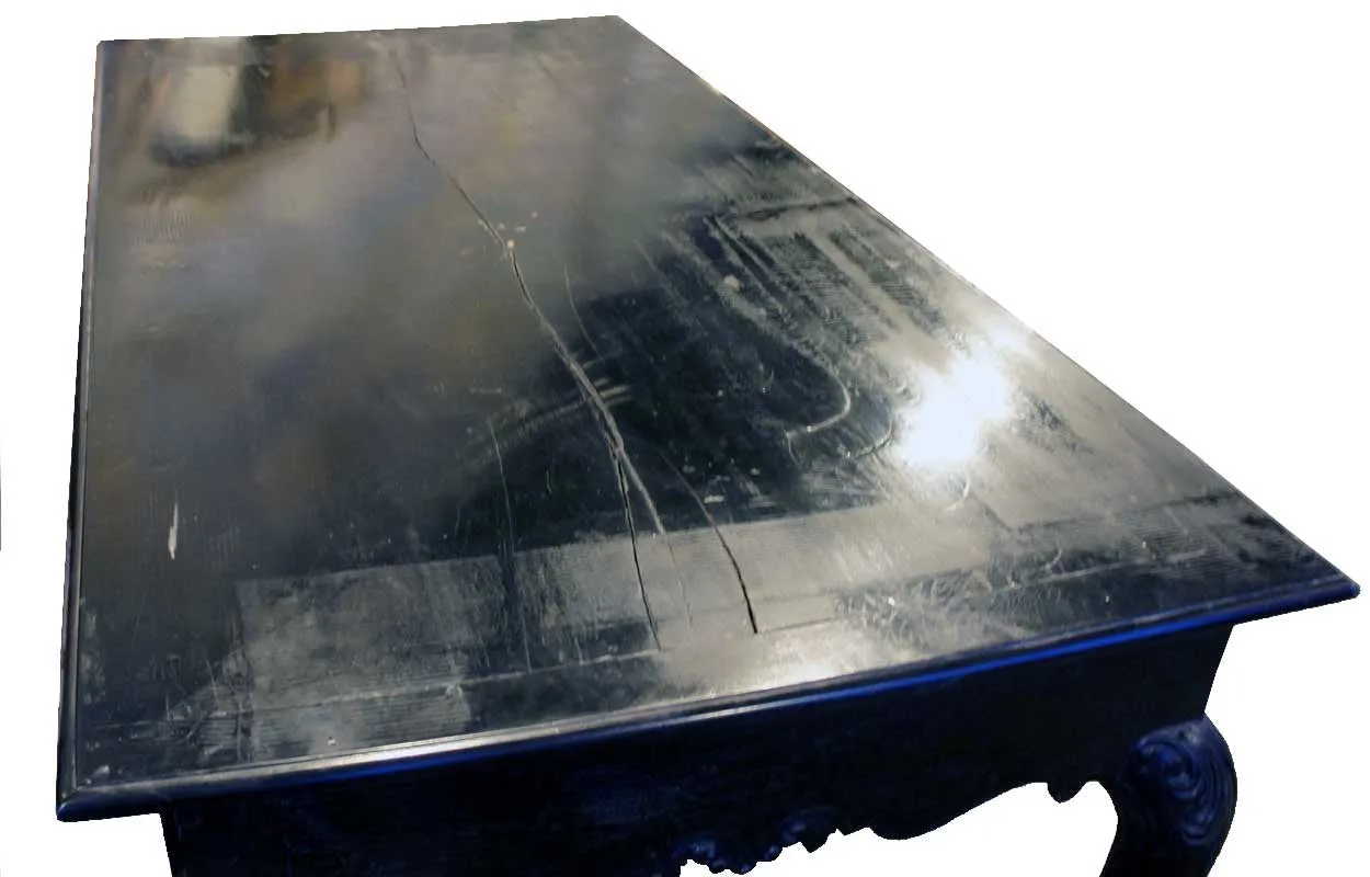 Important Large Indo-Portuguese Ebonized Teak Library Desk