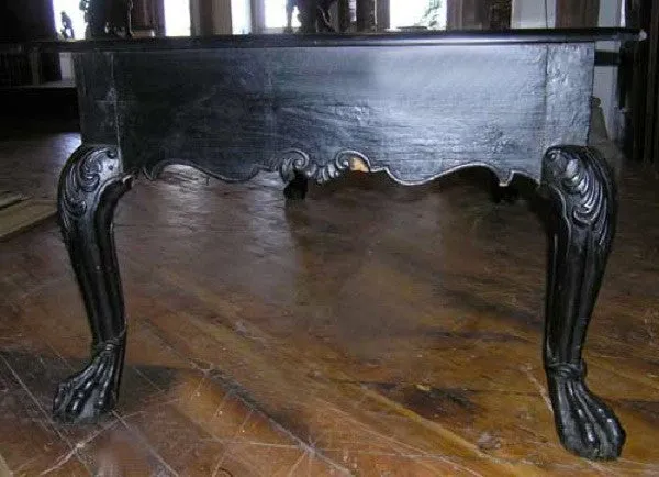 Important Large Indo-Portuguese Ebonized Teak Library Desk