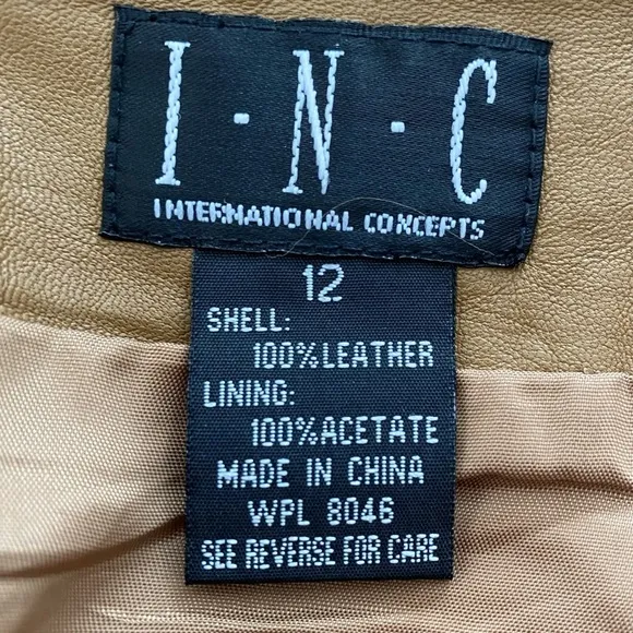 Inc. International Concepts Tan Leather Skirt Size 12