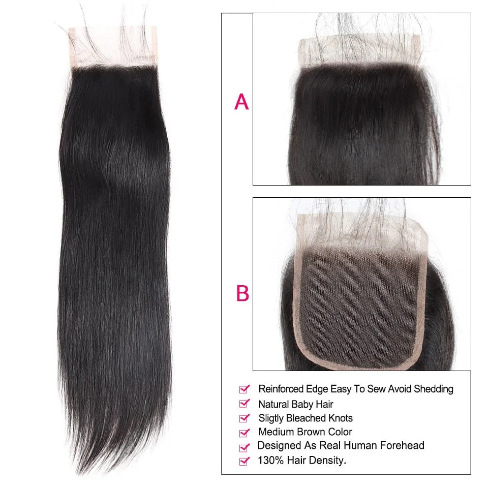 Indian Straight Hair 4"x4" Lace Closure