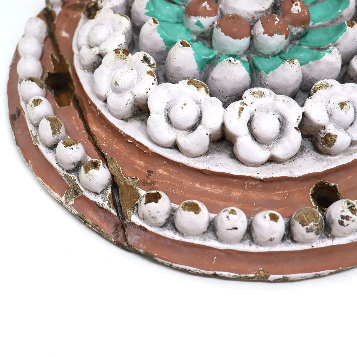 Indo-Portuguese Painted Teak and Iron Hook Ceiling Medallion