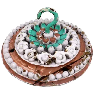 Indo-Portuguese Painted Teak and Iron Hook Ceiling Medallion