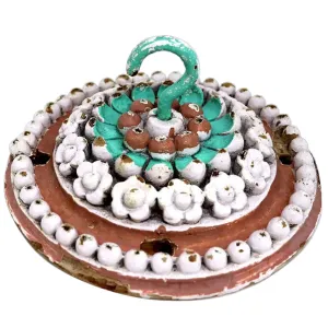 Indo-Portuguese Painted Teak Ceiling Medallion