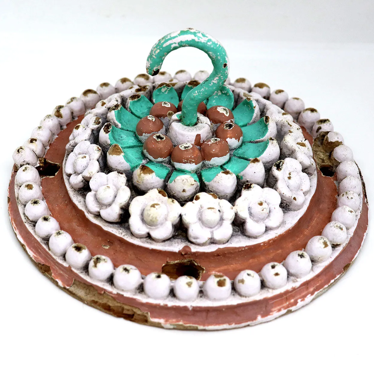 Indo-Portuguese Painted Teak Ceiling Medallion