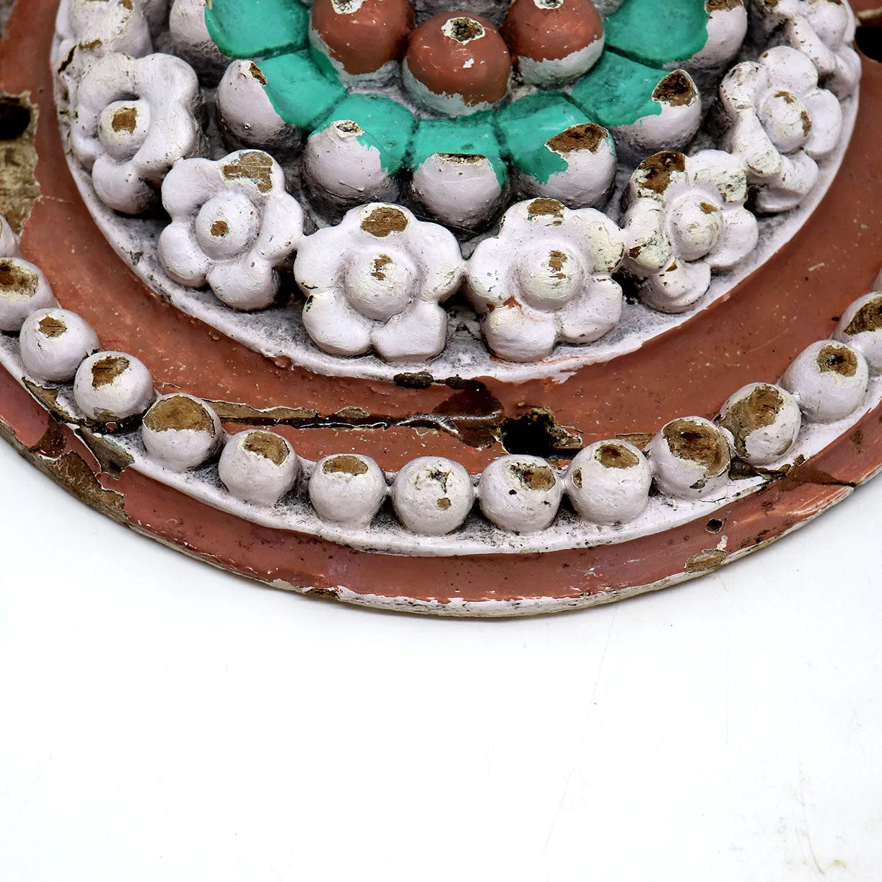 Indo-Portuguese Painted Teak Ceiling Medallion