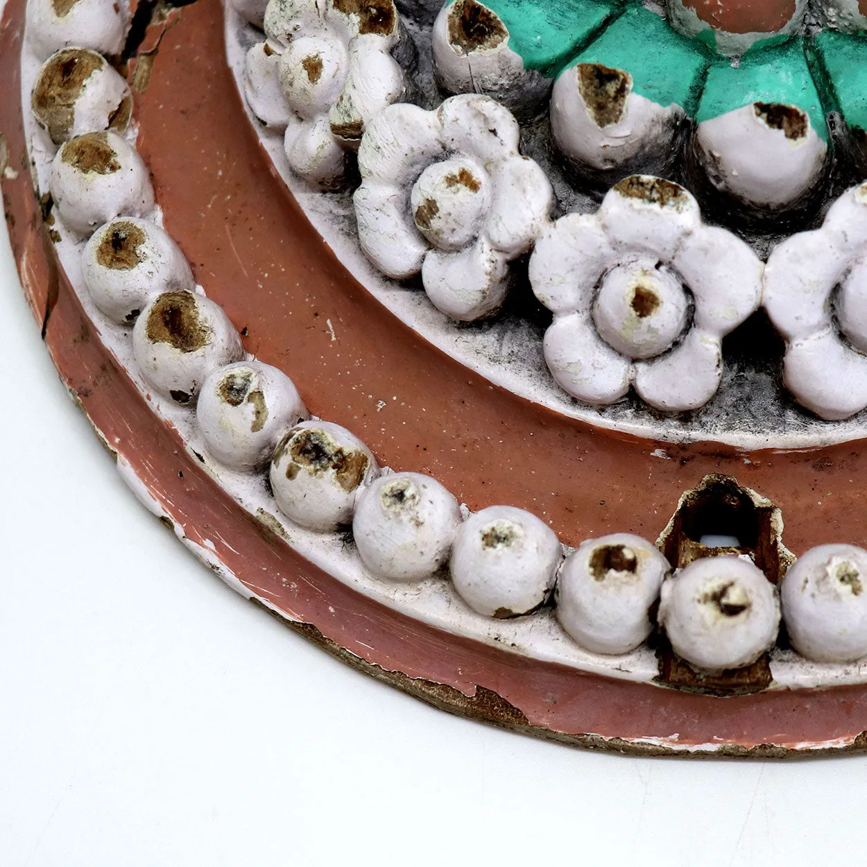 Indo-Portuguese Painted Teak Ceiling Medallion