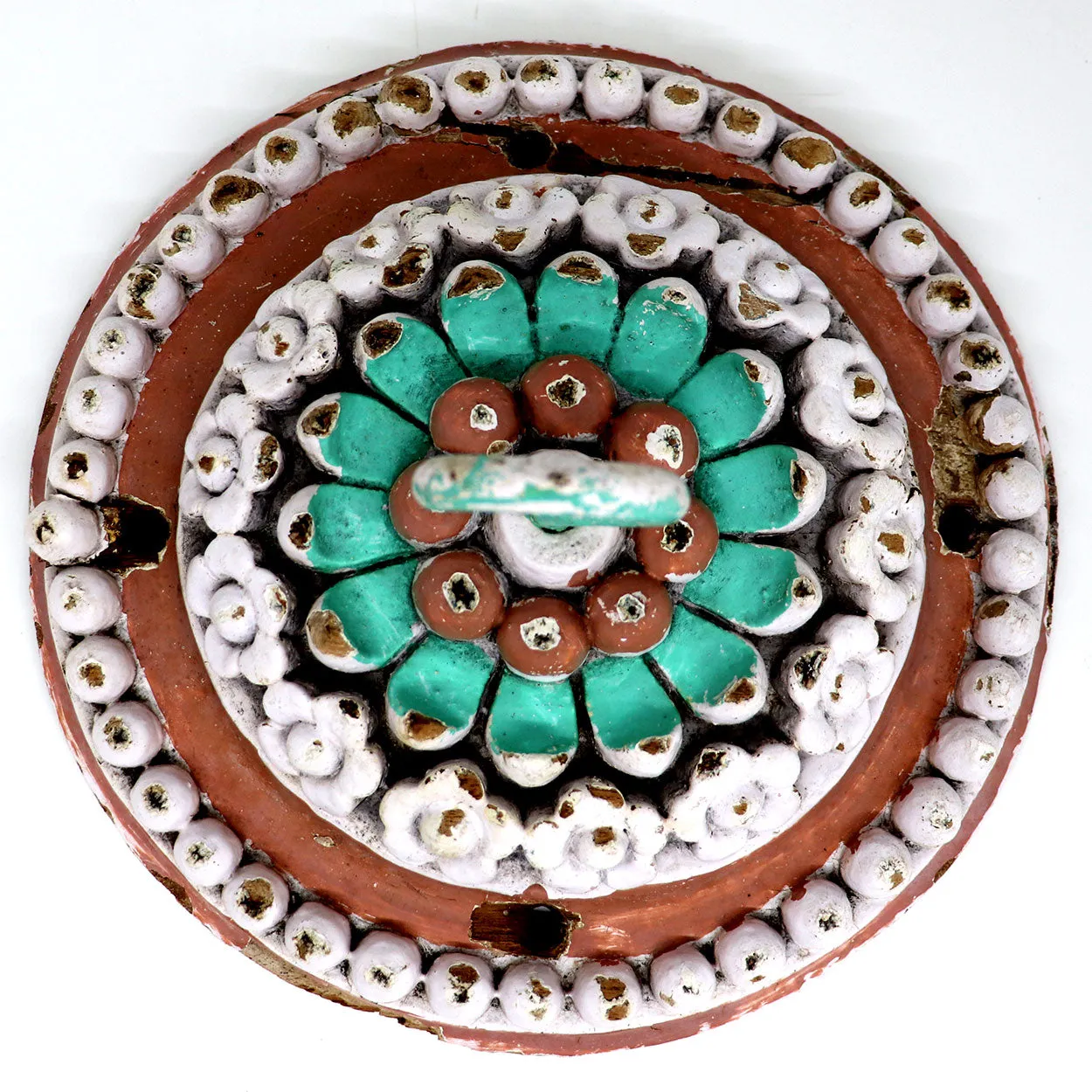 Indo-Portuguese Painted Teak Ceiling Medallion