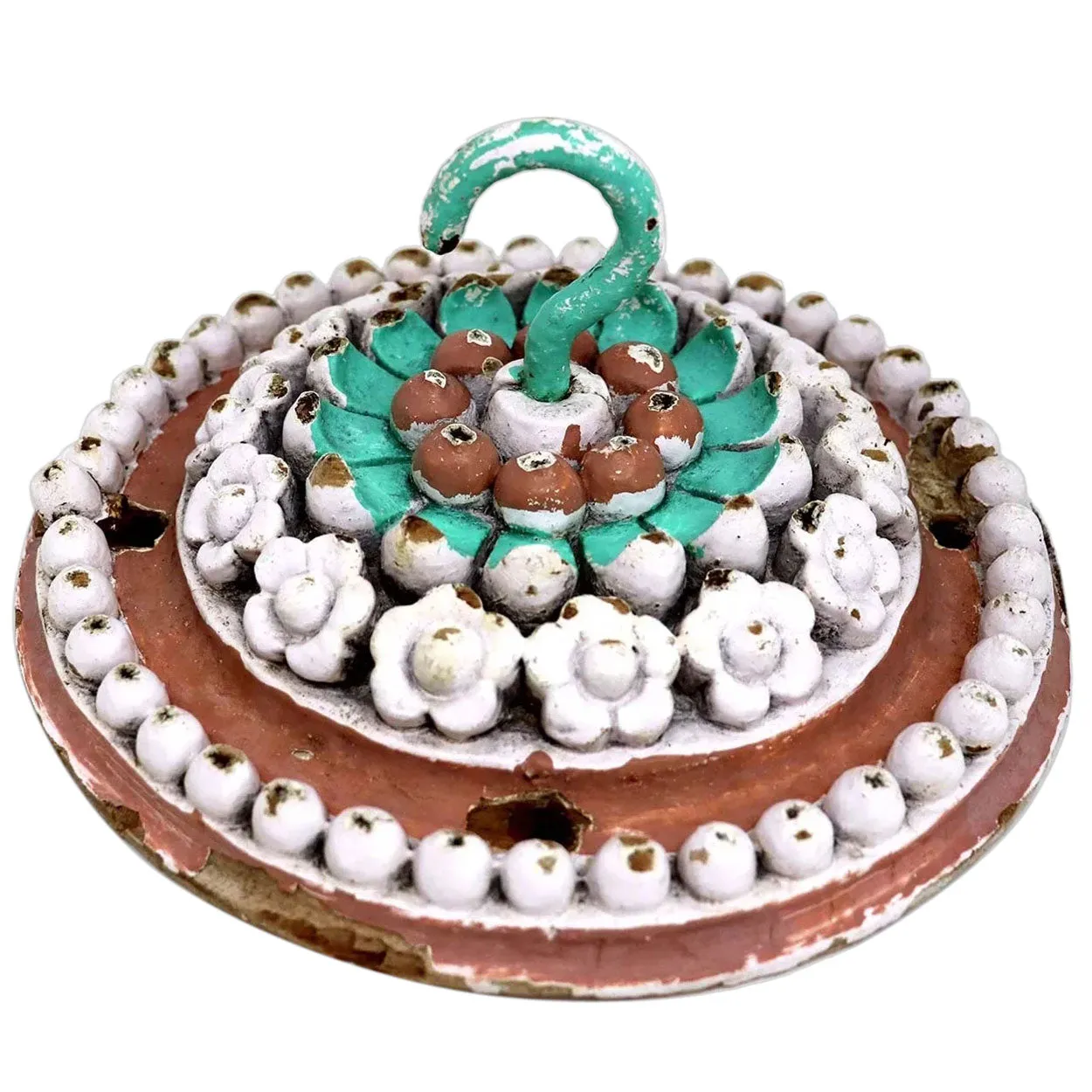 Indo-Portuguese Painted Teak Ceiling Medallion