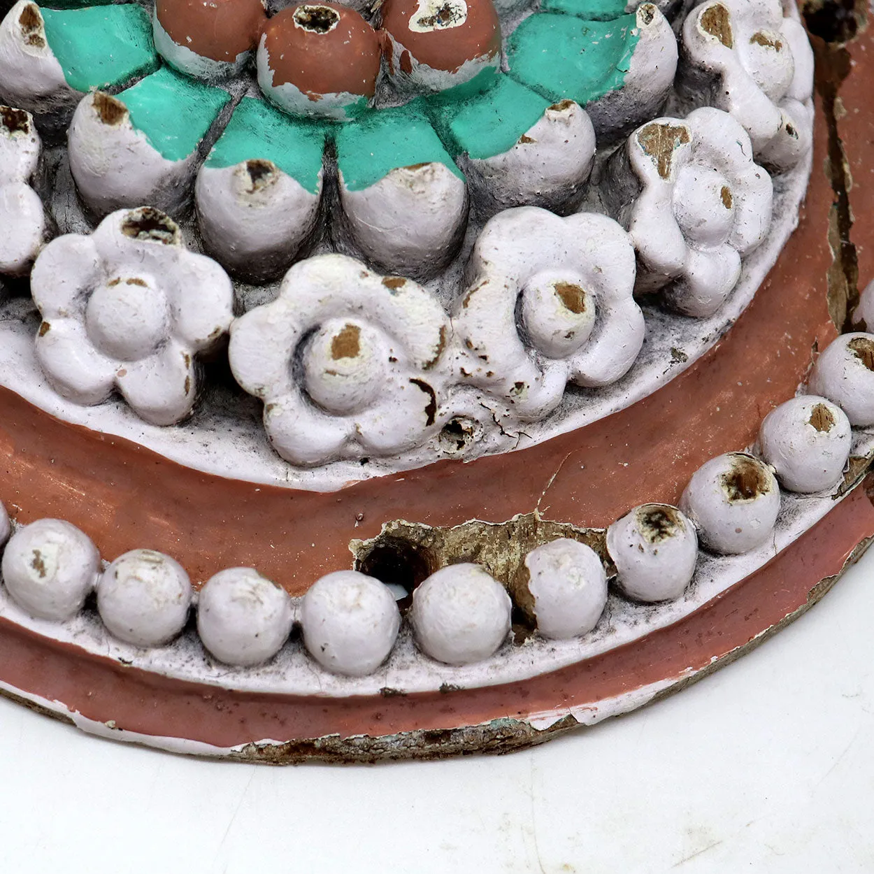 Indo-Portuguese Painted Teak Ceiling Medallion