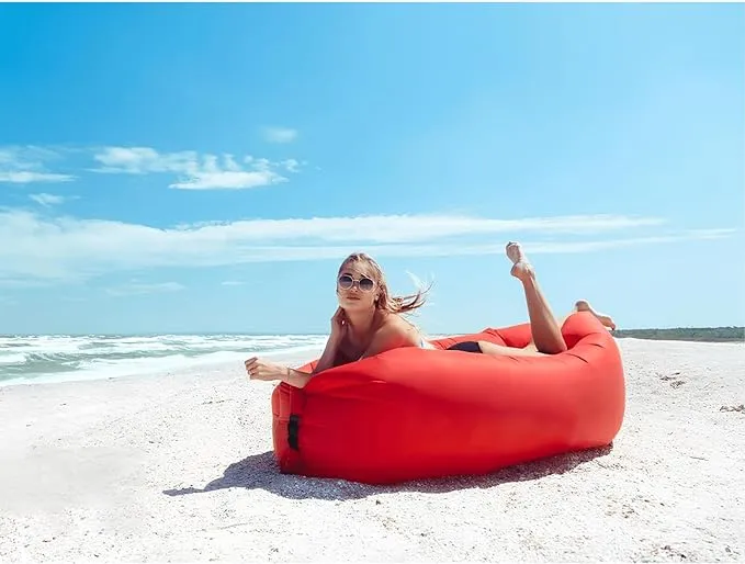 Inflatable Lounger Air Sofa Hammock, Inflatable Couch for Camping, Perfect for Beach Chair Waterproof Anti-Air Leaking Pouch Couch Air Chair for Outdoor, Beach, Hiking…