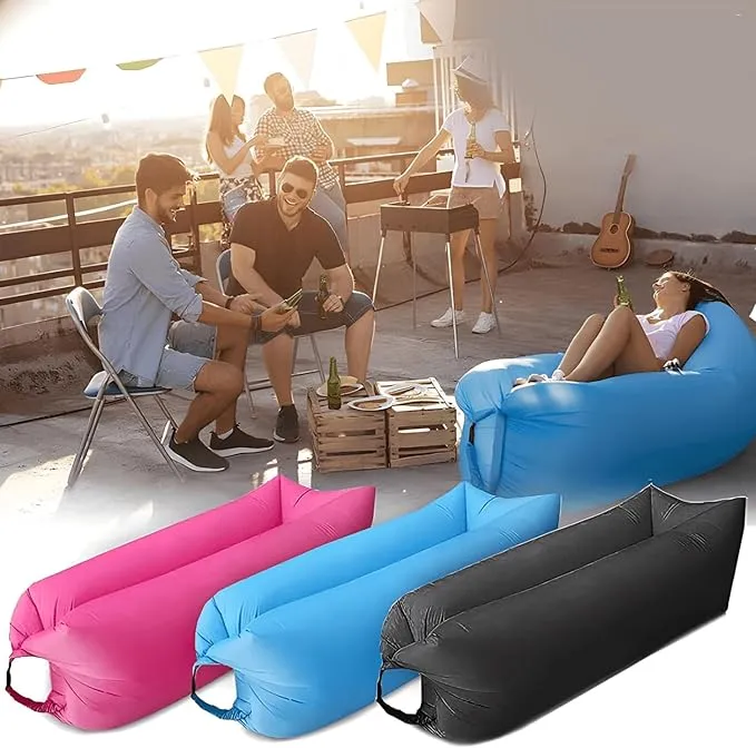 Inflatable Lounger Air Sofa Hammock, Inflatable Couch for Camping, Perfect for Beach Chair Waterproof Anti-Air Leaking Pouch Couch Air Chair for Outdoor, Beach, Hiking…