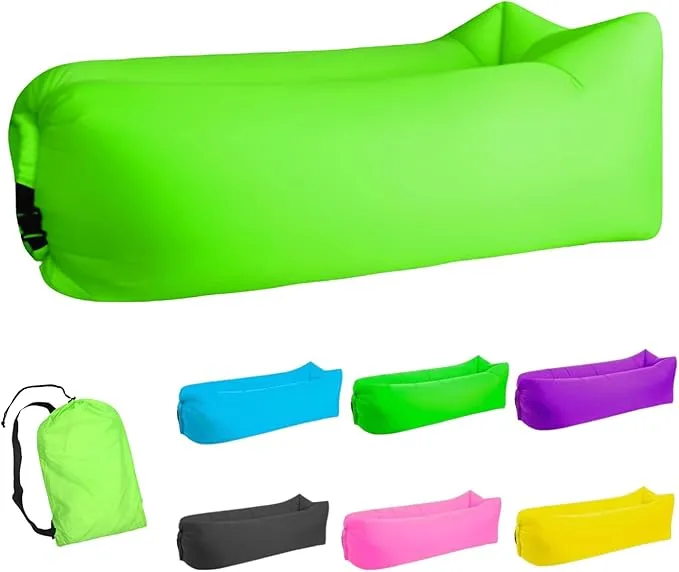 Inflatable Lounger Air Sofa Hammock, Inflatable Couch for Camping, Perfect for Beach Chair Waterproof Anti-Air Leaking Pouch Couch Air Chair for Outdoor, Beach, Hiking…