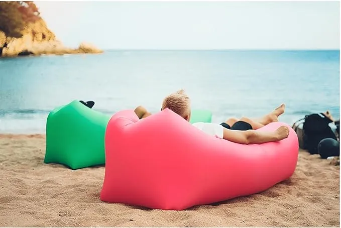 Inflatable Lounger Air Sofa Hammock, Inflatable Couch for Camping, Perfect for Beach Chair Waterproof Anti-Air Leaking Pouch Couch Air Chair for Outdoor, Beach, Hiking…